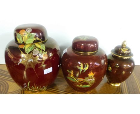 3x Carltonware ginger jars assorted size