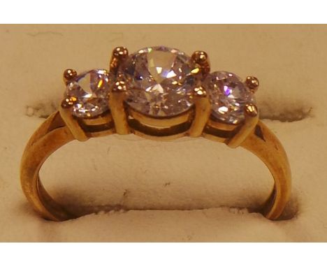 Silver gilt 3 stone ring