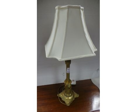 Brass table lamp and shade