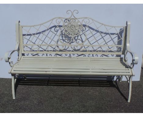 Long cream garden bench