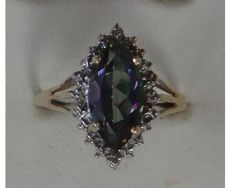 9ct diamond and mystic cluster ring