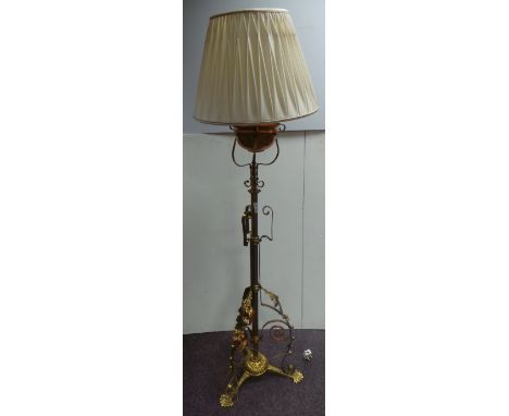Converted brass and copper lamp