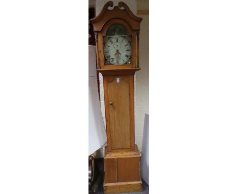 Pine longcase grandfather clock  