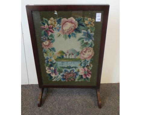 Tapestry framed fire screen