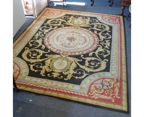 Wool pile carpet square with centre medallion (approx. 11ft 6" x 8ft)