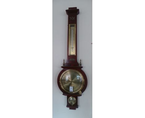 Mahogany and brass ornamented barometer 