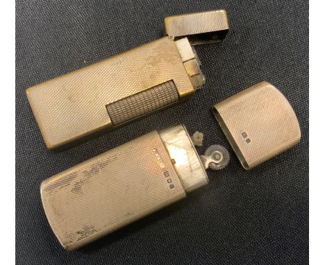Tobaccania - a vintage Swiss Dunhill silver plated pocket lighter, marked US. RE24153 patented;  a silver cased pull top ligh