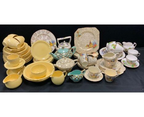 Tableware - an Empire Chintz Shelton Ivory figural six setting tea service; Royal Tudor Primrosa pattern part dinner service,