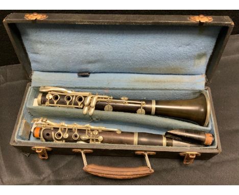 A French Buisson clarinet, 66cm long, cased 