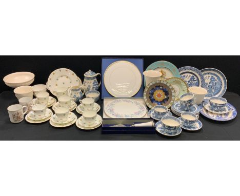 Ceramics - a Royal Worcester Viceroy pattern cake stand and slice;  another Wedgwood Angela;  Minton floral six setting tea s