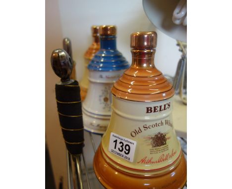 Wade Whisky decanters for Bells, 3 x un-opened items including Queen Mother 1990, each one containing Old Scotch Whisky