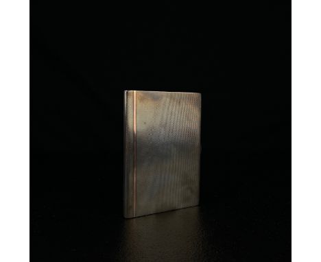 An early 20th century hallmarked and engine turned silver cigarette case by Walker &amp; Hall, Sheffield 1937, with an engrav