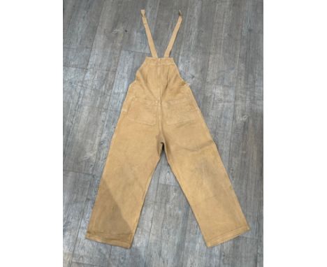 A WWII pair of Women's Land Army (W.L.A.) dungarees (overalls, bib &amp; brace), size medium, dated 1944 