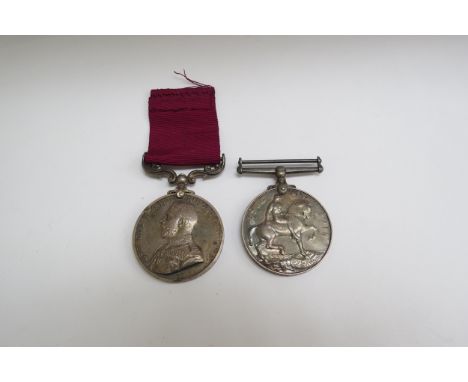 A George V Army Long Service and Good Conduct Medal, named to 14336 3/CL: MR. GNR. E.D. MALLETT R.G.A. and a WWI War Medal na