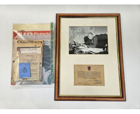 A black and white image of Montgomery with 'Message Of Thanks' to 21 Army Group from Field Marshal Montgomery dated 1945, fac