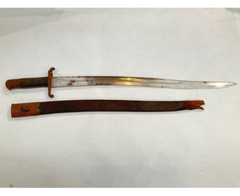 A Victorian 1856 pattern 'Yataghan' bayonet, scabbard missing end cap 