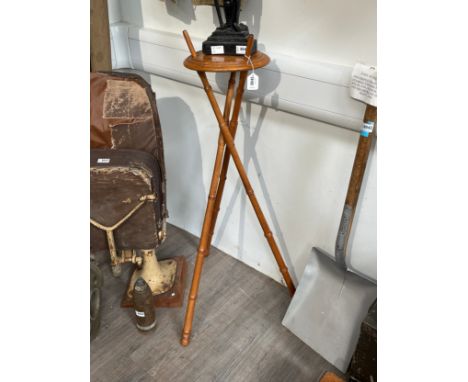 A campaign bamboo effect turned wood oil lamp stand 