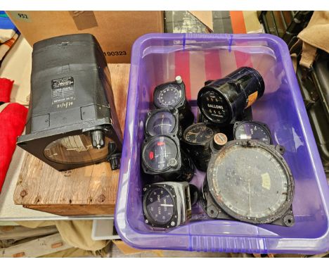 A collection of aircraft cockpit dials including Fuel Meter Mk. I and engine RPM etc 
