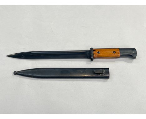 A German Mauser K98 bayonet, model 1884/98, serial number 1333 to ricasso and S/172, the steel scabbard marked S/155G 