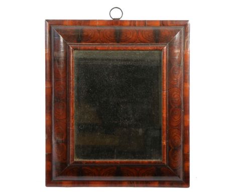 A William &amp; Mary walnut oyster-veneered mirror, circa 1690&nbsp;  Having a cushion and moulded frame, replaced old plate,