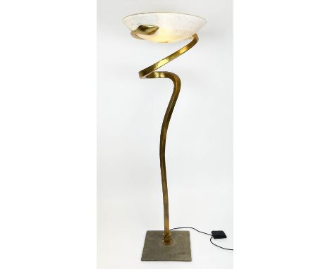 ALFEA FLOOR LAMP, designed by Enzo Ciampalini, circa 1970s, gilt metal with a Murano glass shade, 181cm H. 