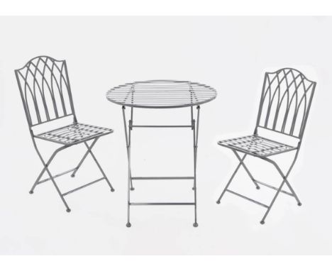 TERRACE DINING SET, including a table and pair of chairs, each chair 94cm H x 39cm W x 42cm D, table 76cm H x 70cm W x 70cm D