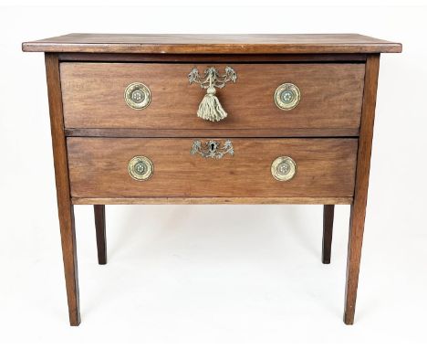 COMMODE, 19th century Italian mahogany with two long drawers, 79cm H x 91cm W x 48cm D. 