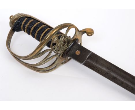 AN EAST INDIA COMPANY 1845 PATTERN ARTILLERY OFFICER'S SWORD  retailed by Landon & Morland, the 82cm slightly curved blade et