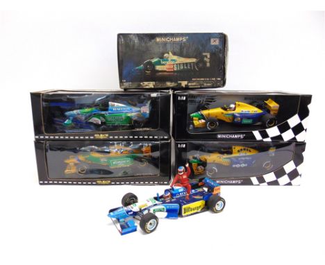 SIX 1/18 SCALE BENETTON FORMULA 1 RACING CARS  comprising a Minichamps Benetton B.M.W. B186 (T. Fabi); Minichamps Benetton B1