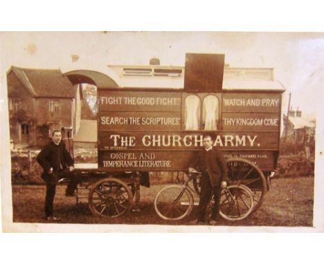 POSTCARDS - ASSORTED  Approximately 167 cards, including real photographic views of a Church Army horse-drawn wagon; a motor 