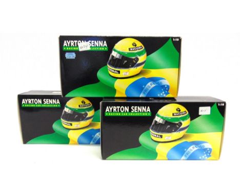 THREE 1/18 SCALE AYRTON SENNA COLLECTION RACING CARS  comprising a Minichamps McLaren MP4/4 (A. Senna); Minichamps McLaren MP