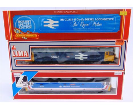 [OO GAUGE]. THREE B.R. LOCOMOTIVES  comprising Lima No.205142, B.R. Class 50 co-co diesel locomotive 'Eagle', 50043, blue liv