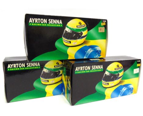 THREE 1/18 SCALE AYRTON SENNA COLLECTION RACING CARS  comprising a Minichamps Lotus Renault 97T (A. Senna); Minichamps Lotus 