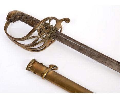 AN EAST INDIA COMPANY 1821 PATTERN PICQUET WEIGHT OFFICER'S SWORD  the 81.5cm slightly curved polished blade undecorated, the