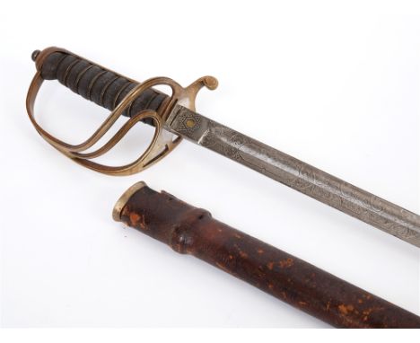 A BRITISH 1821 PATTERN ROYAL ARTILLERY OFFICER'S SWORD  by Hawksworth, the 88cm straight polished blade etched with the Royal