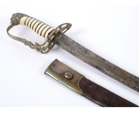 A BRITISH 1803 PATTERN LIGHT INFANTRY OFFICER'S SWORD (SABRE)  the 73.5cm curved blade etched with 'GR' cypher, garter badge,