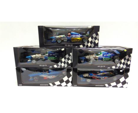 FIVE 1/18 SCALE BENETTON FORMULA 1 RACING CARS  comprising a Minichamps Benetton Renault B195 (J. Herbert); Minichamps Benett