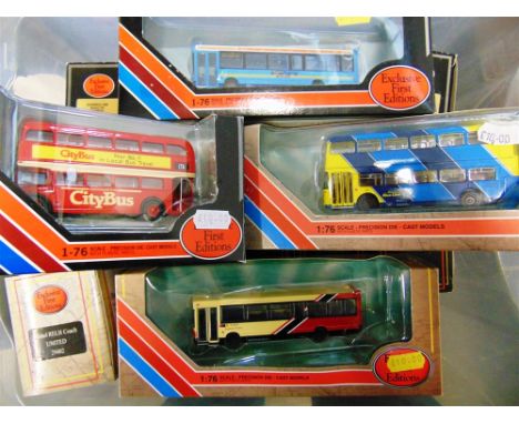 SEVENTEEN ASSORTED EXCLUSIVE FIRST EDITIONS 1/76 SCALE DIECAST MODEL BUSES  each mint or near mint and boxed.