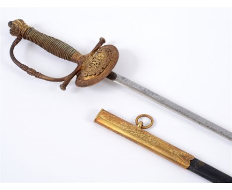 A VICTORIAN COURT SWORD  by Johnstone, the 80cm straight polished blade etched with foliate decoration and marked above the r