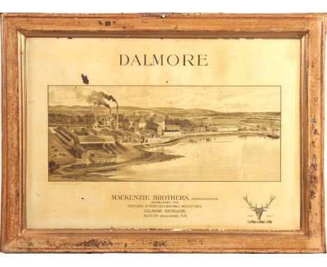 A 19TH CENTURY ENAMEL SIGN FOR DALMORE DISTILLERY depicting a drawing on the premises by Sir Joseph Causton &amp; Sons. 97cm 