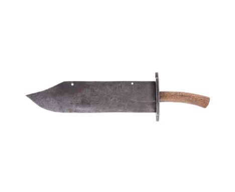 AN UNUSUAL SPEAR &amp; JACKSONS HANGING SHOP SIGN the forged iron blade with simulated staghorn handle modelled as a Bowie Kn