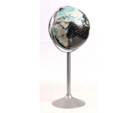 A VINTAGE LARGE TERRESTRIAL GLOBE titled REPLOGLE 16 INCH STARLIGHT GLOBE on adjustable frame and circular pedestal base 92cm