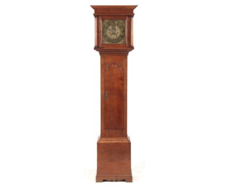 PARKINSON, LANCASTER. A MID 18th CENTURY AND LATER OAK CASED LONGCASE CLOCK the slim case enclosing a 10" brass square dial w