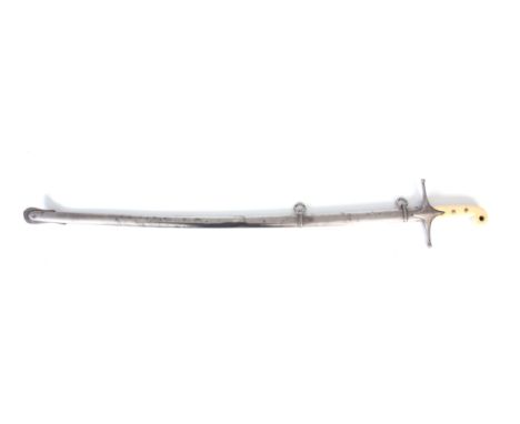 A MID 19th CENTURY BRITISH CAVALRY OFFICERS MAMELUKE SWORD SIGNED JONES, 6 REGENT ST. LONDON having a slightly curved single-