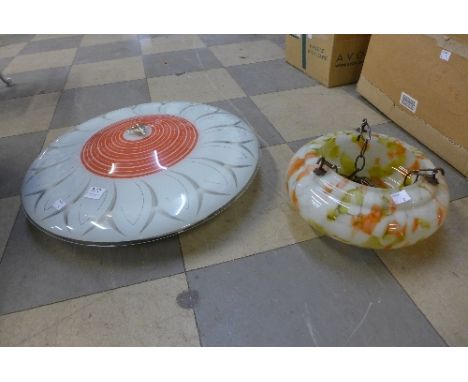 Two 1960's glass light shades