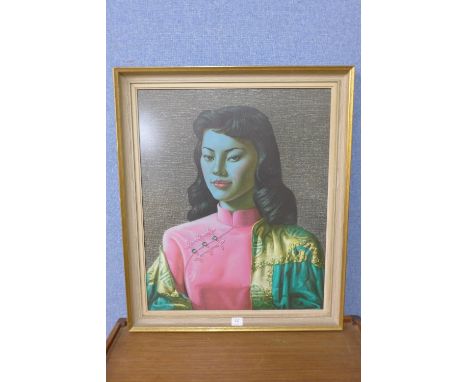 A 1960's Vladimir Tretchikoff print, Chinese Lady, framed