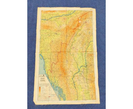 WW2 RAF- Double sided silk escape / survey map of Burma &amp; China scale 1:1,000,000. Property of&nbsp;Flight Sergeant (Navi