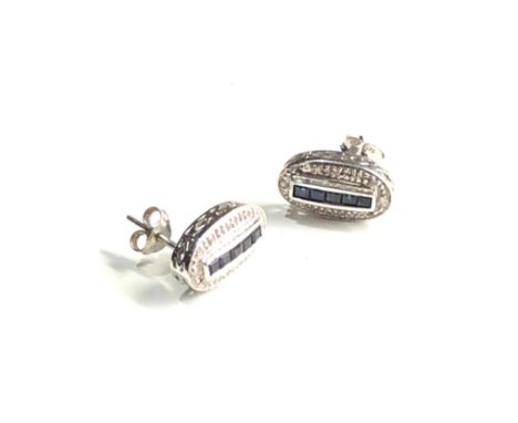 9ct white gold sapphire &amp; diamond earrings (2.9g) 