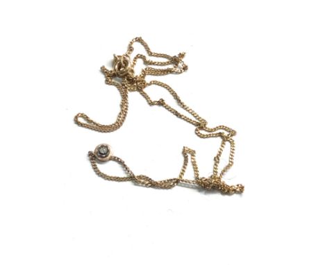 small 9ct gold vintage diamond pendant necklace (1g) 