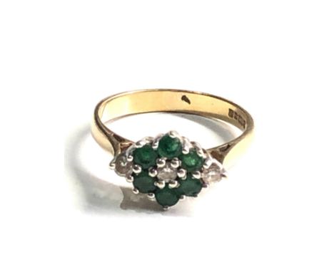 9ct gold vintage emerald &amp; diamond dress ring (2.8g) 